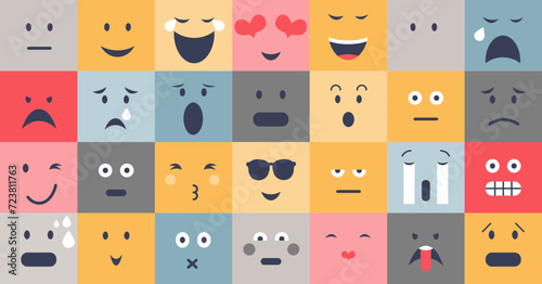 Emotional regulation examples with various facial expression collection, transparent background.Different feelings and moods with psychological mindsets.