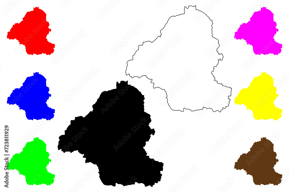 Naklejka premium Heze city (People's Republic of China, PRC) map vector illustration, scribble sketch Caozhou or Hotseh Prefecture-level city map