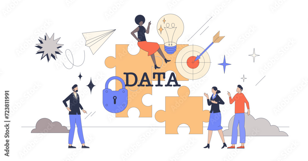 Business intelligence platforms and precise web data tools retro tiny person concept, transparent background. Information management and control app with database, profit, revenue.