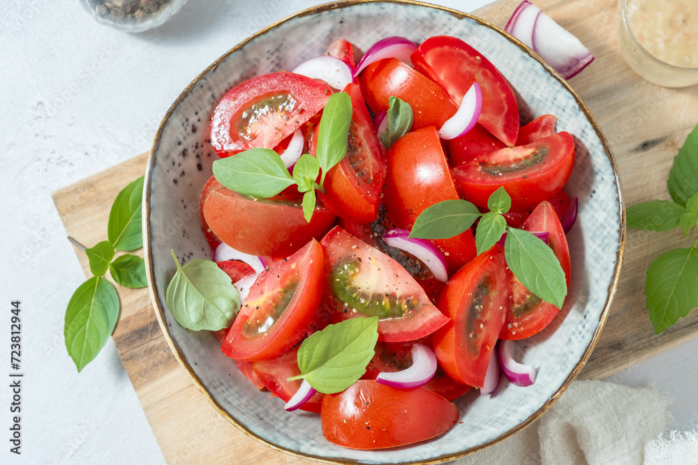 Tomato salad with basil and onion Tomato salad with basil and onion