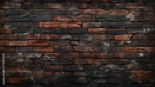 Old brick wall background, black grunge texture or pattern for design. Generative ai