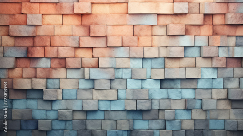 Old brick wall background, pastel colors grunge texture or pattern for design. Generative ai