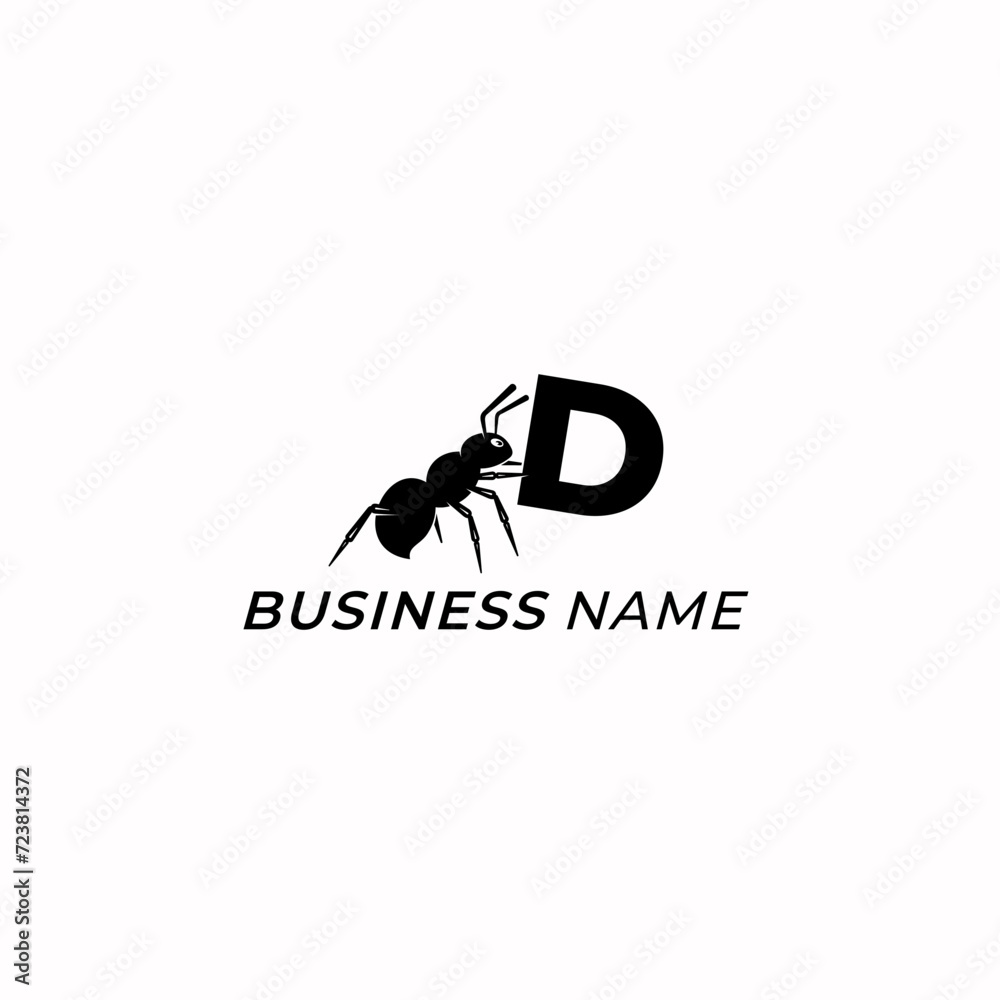 design logo combine ant and letter D design logo combine ant and letter D