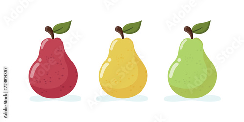 Set of pears. Isolated appetizing fruit. Vector illustration