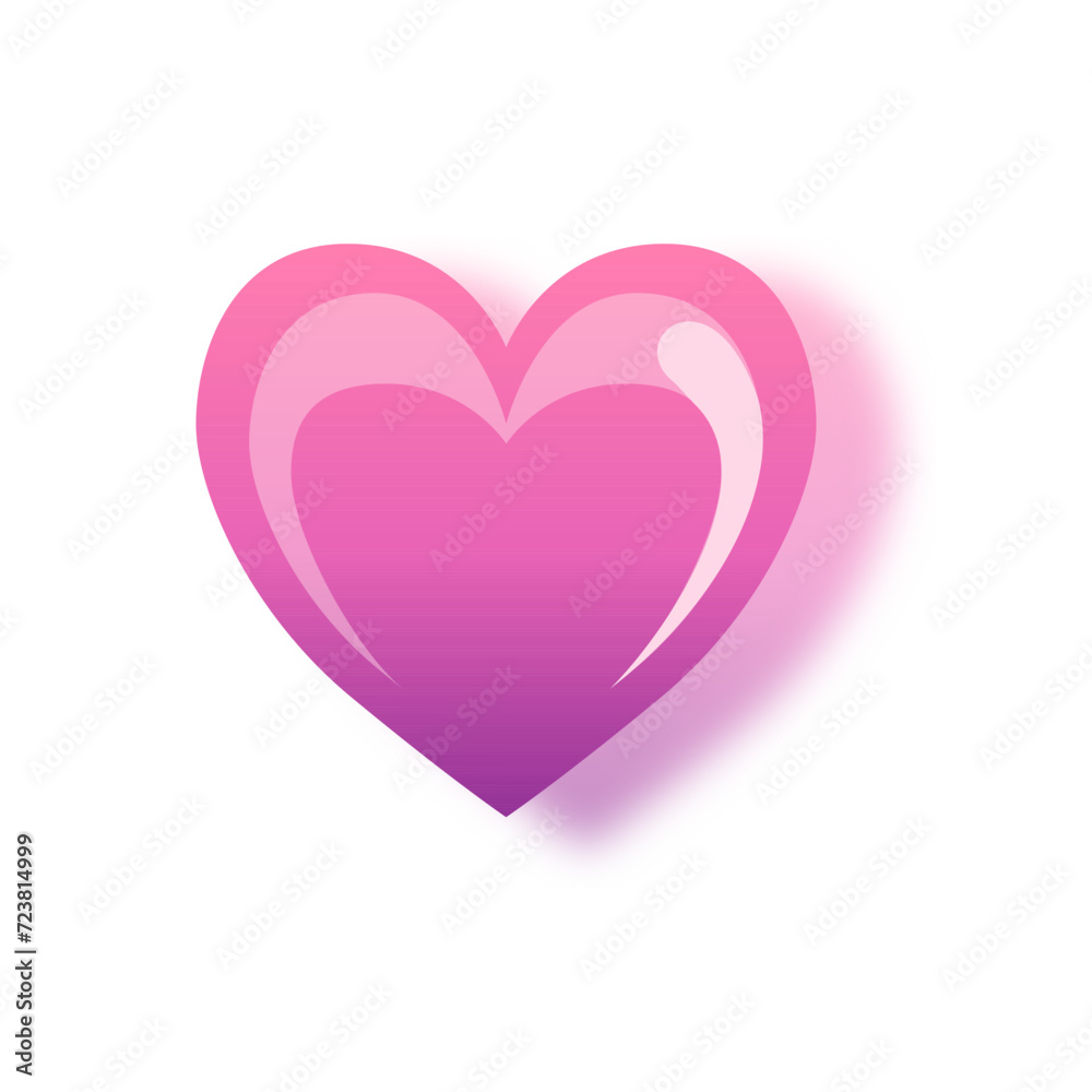 Pink heart with gradient and shadow