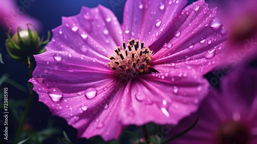 A close-up image of a pink flower with sparkling water droplets. Perfect for adding a touch of beauty and freshness to any project