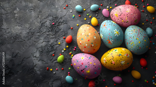 A Group of Colorful Easter Eggs With Sprinkles