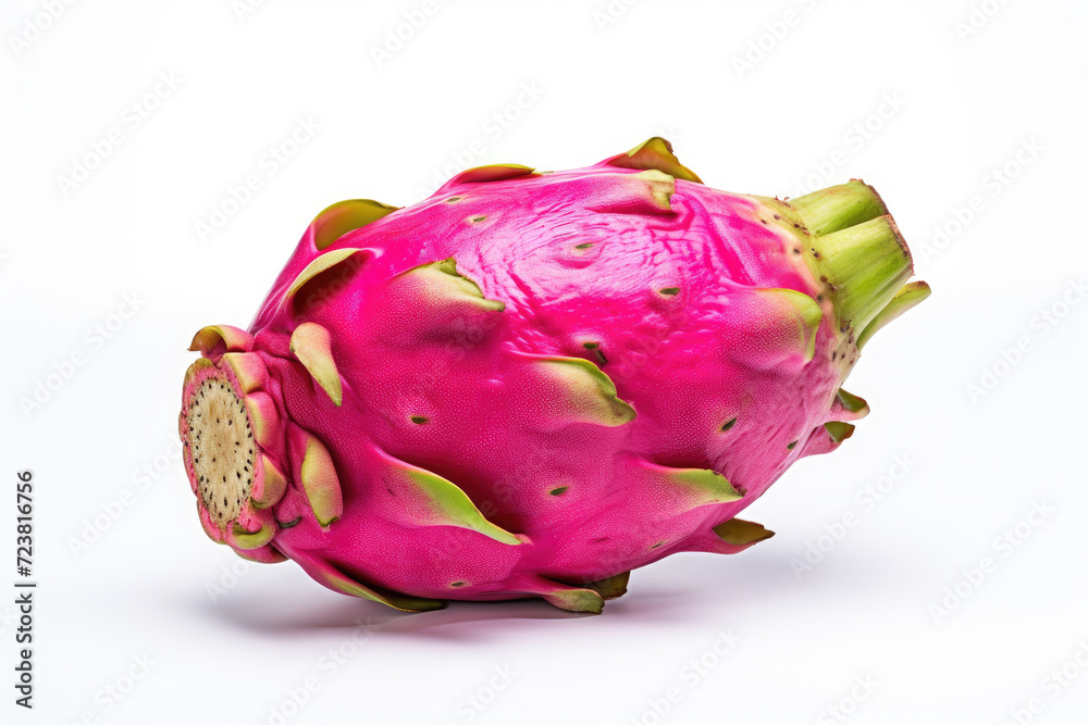 One pitaya fruit, isolated white background