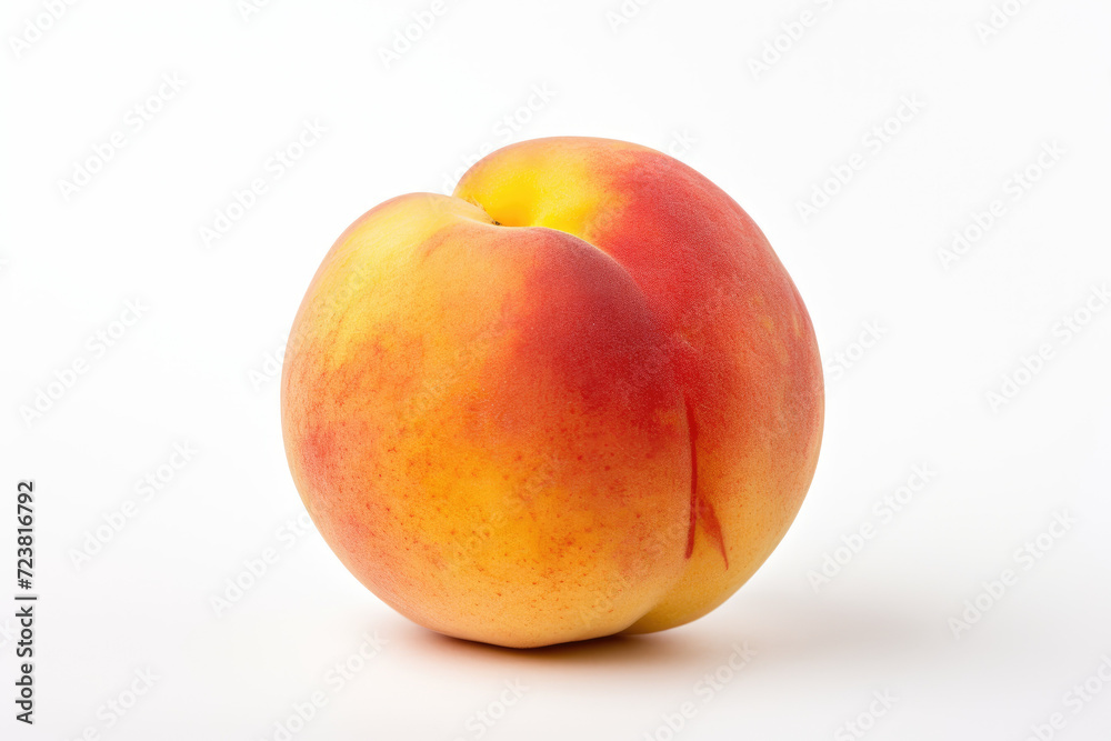 One peach fruit, isolated white background One peach fruit, isolated white background