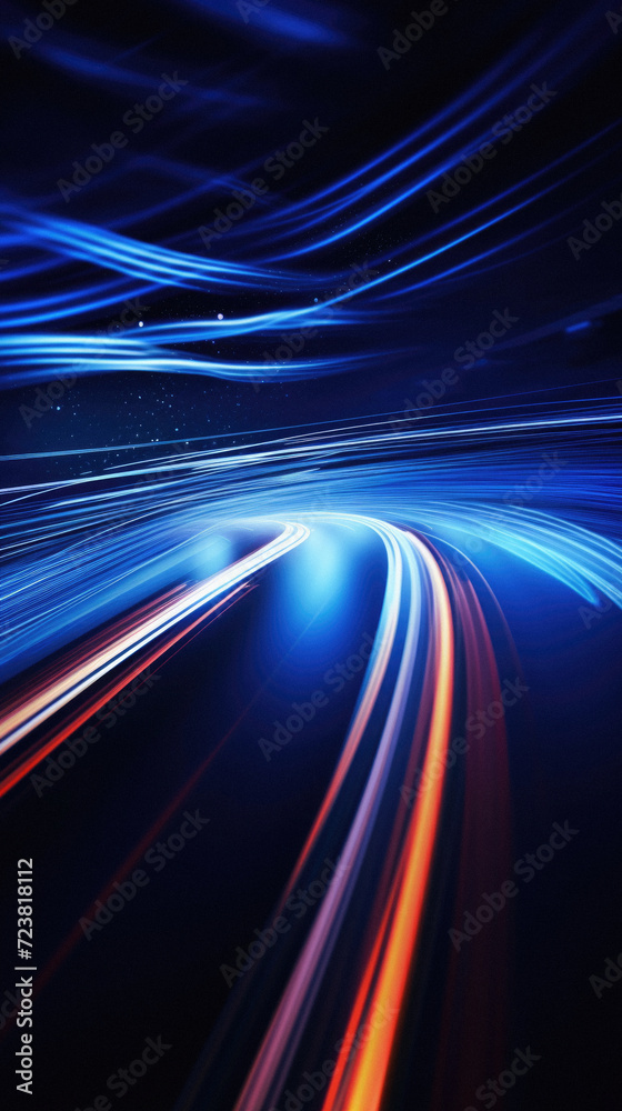 Abstract blue background with motion blur and light effects, computer ...