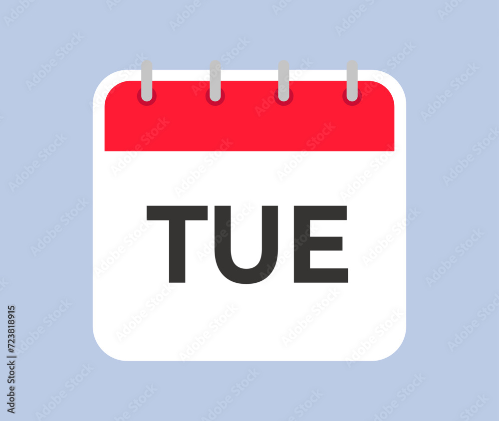 Square calendar page icon for Tuesday. Simple and minimalistic day of the week calendar pattern for keeping an organizer, diary, to-do list. Square calendar page icon for Tuesday. Simple and minimalistic day of the week calendar pattern for keeping an organizer, diary, to-do list.