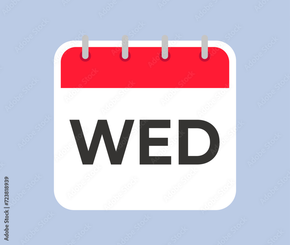 Square calendar page icon for Wednesday. Simple and minimalistic day of the week calendar pattern for keeping an organizer, diary, to-do list. Square calendar page icon for Wednesday. Simple and minimalistic day of the week calendar pattern for keeping an organizer, diary, to-do list.