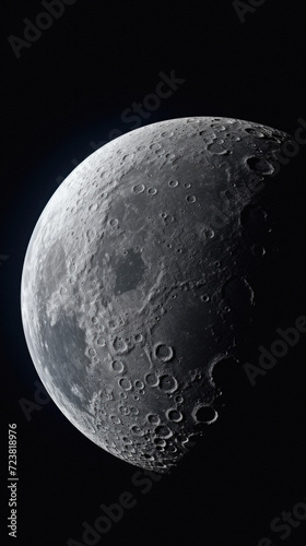 Moon Closeup Showing the Details of Lunar Surface and Lunar Surface