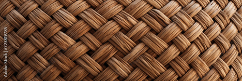 Panoramic background with knotted wicker pattern in brown colors