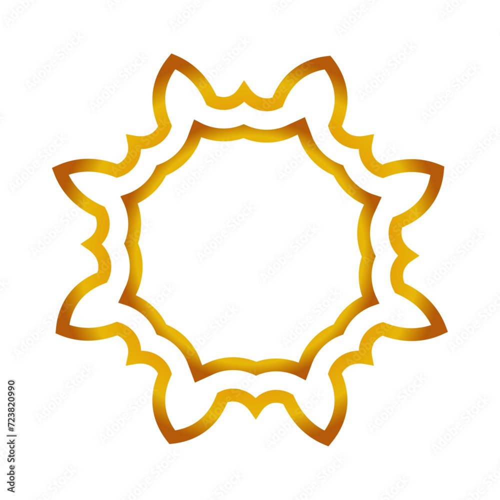 Arab frame or arch for Ramadan.Golden Arabic style circle border vector illustration isolated on clear background. Arab frame or arch for Ramadan.Golden Arabic style circle border vector illustration isolated on clear background.