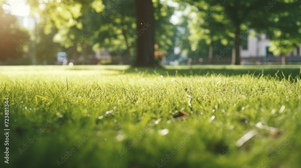 A picturesque field of grass with tall trees in the background. Suitable for nature and landscape themes A picturesque field of grass with tall trees in the background. Suitable for nature and landscape themes