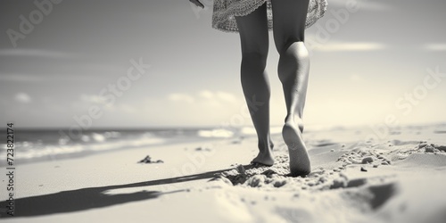 A woman standing on a beach next to the ocean. Perfect for travel and vacation themes