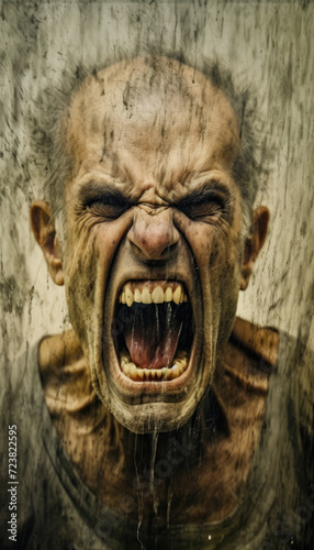 Photo of angry man abstract