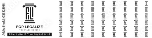 set of pillar logo design combined letter F with A to Z and numbers from 1 to 9. vector illustration