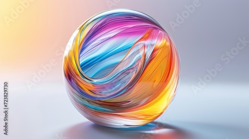 Transparent orb with liquid colors swirling and swooshing, resembling a tsunami wave, spinning dynamically