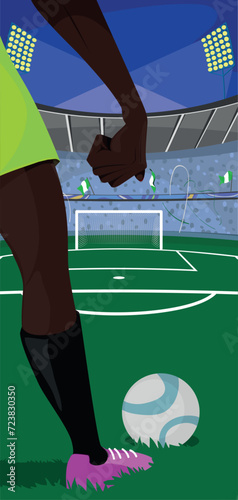 Cartaz representando o futebol feminino da equipe nacional da Nigéria - Mulher com garra, punhos cerrados.