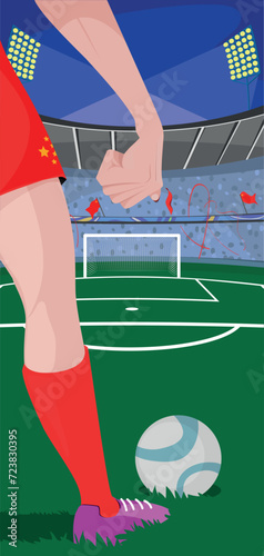 Cartaz representando o futebol feminino da equipe nacional da China - Mulher com garra, punhos cerrados.