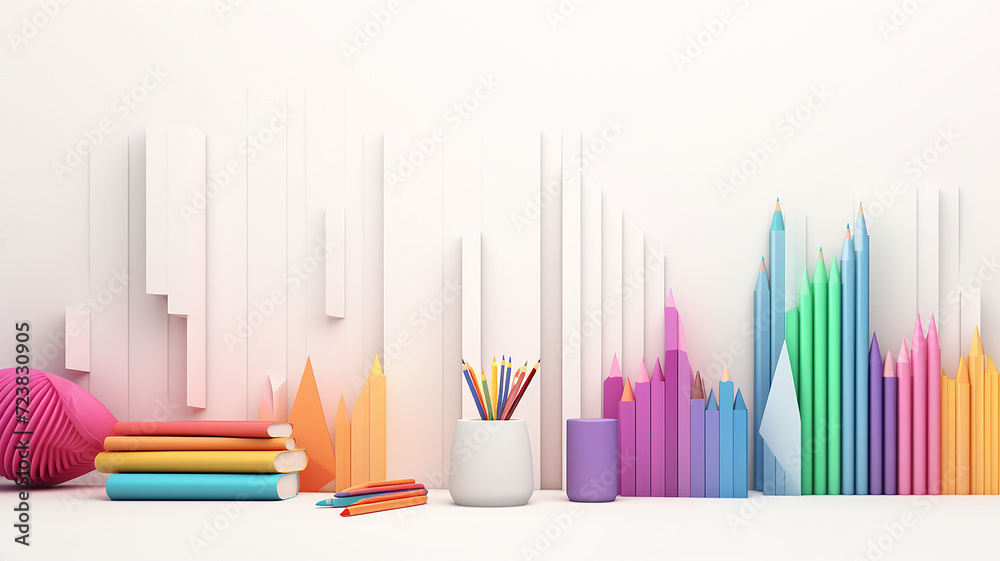 Obraz premium background back to school bright modern 3d.
