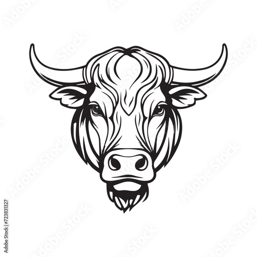 2d outline vector minimalism hand drawn art style head of bull