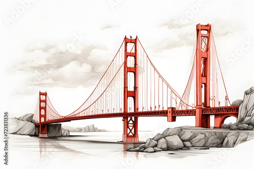 Close-up front view of aesthetic Golden Gate illustration