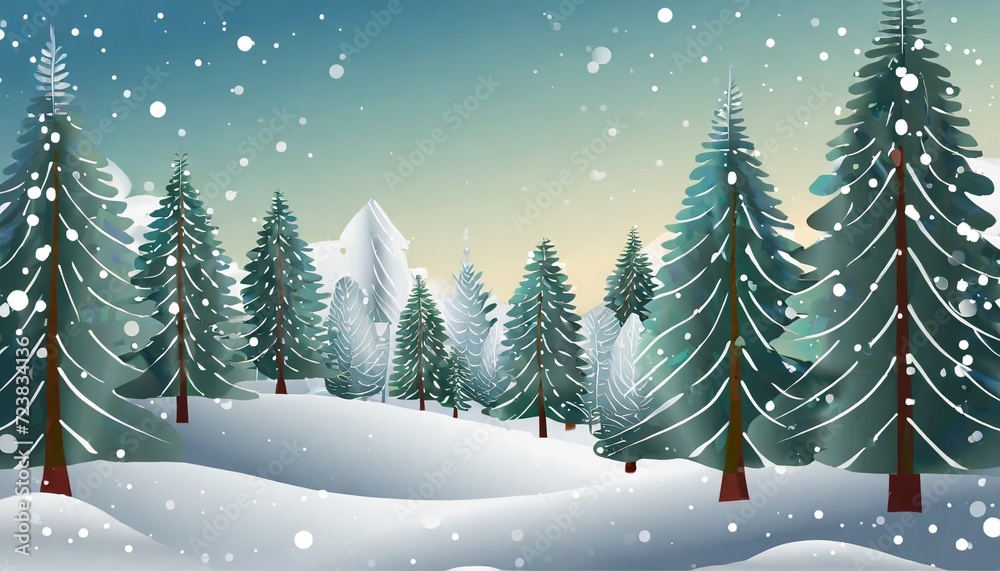 winter landscape with trees and snow background image with snowflakes and christmas pine forest christmas pine forest themed background image with blank creative space winter sale background happy