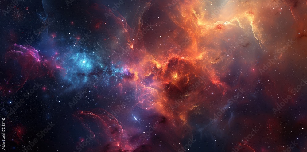Colorful space galaxy cloud nebula. Stary night cosmos. Universe science astronomy. Supernova background wallpaper, panorama of a cosmic scene Ai generated Colorful space galaxy cloud nebula. Stary night cosmos. Universe science astronomy. Supernova background wallpaper, panorama of a cosmic scene Ai generated