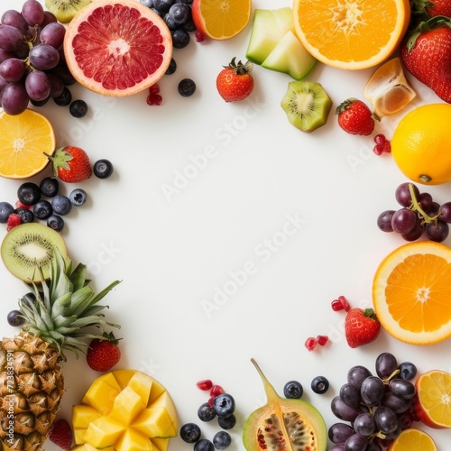 Fruit and vegetable frame background. World health day.