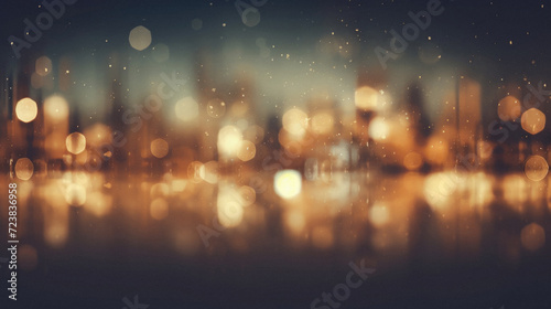 City night light blur bokeh abstract background - vintage filter effect