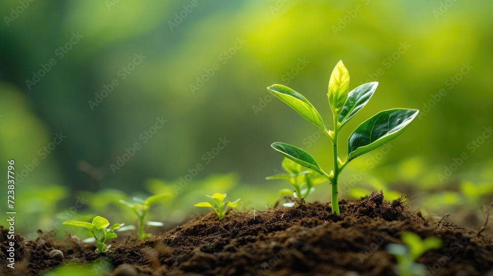 Amidst the beauty of the countryside, a young Withania plant can be seen growing in a field, exemplifying their dicotyledonous traits Ai generated