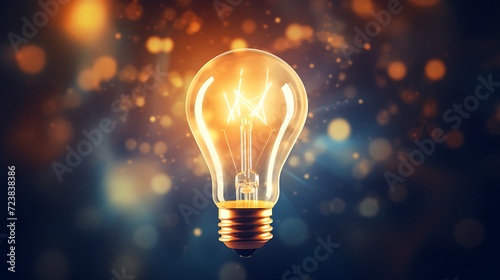 light bulb turns on partially bright idea on business success banner concept background photo