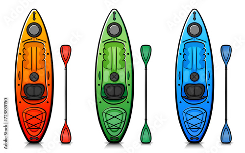 canoe cartoon on white background