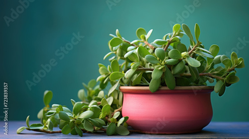 Purslane plant in front of colorful background