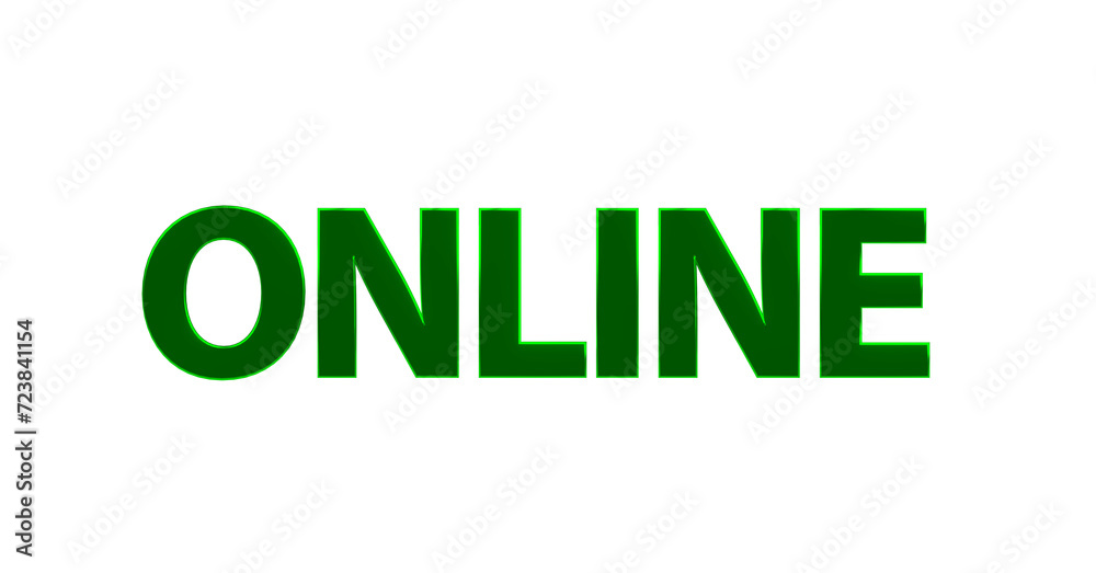 Online - grüne plakative 3D-Schrift, Internet, soziale Medien, Einkauf, Suchbegriffe, Ranking, Suchmaschine, Website, Internet, eCommerce, Social Media, Marketing, Kommunikation, Gamining Online - grüne plakative 3D-Schrift, Internet, soziale Medien, Einkauf, Suchbegriffe, Ranking, Suchmaschine, Website, Internet, eCommerce, Social Media, Marketing, Kommunikation, Gamining