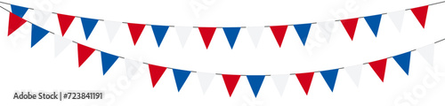 Russian bunting flags festive party decoration. Vector illustration isolated on transparent.