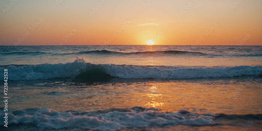 A background with a gradient of orange, white, and blue colors, creating a smooth and soft effect, with waves of different sizes and shapes adding some texture and contrast