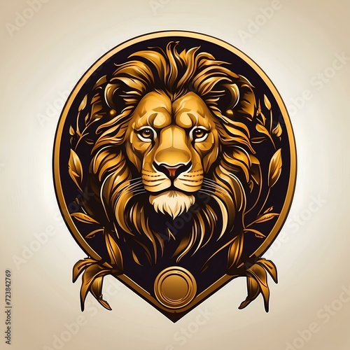 n Evocative and Timeless Design Prompt for a Golden Lion Illustrative Logo, Blending Strength and Elegance in a Captivating Emblem that Resonates Power, Pride, and Regality,  photo