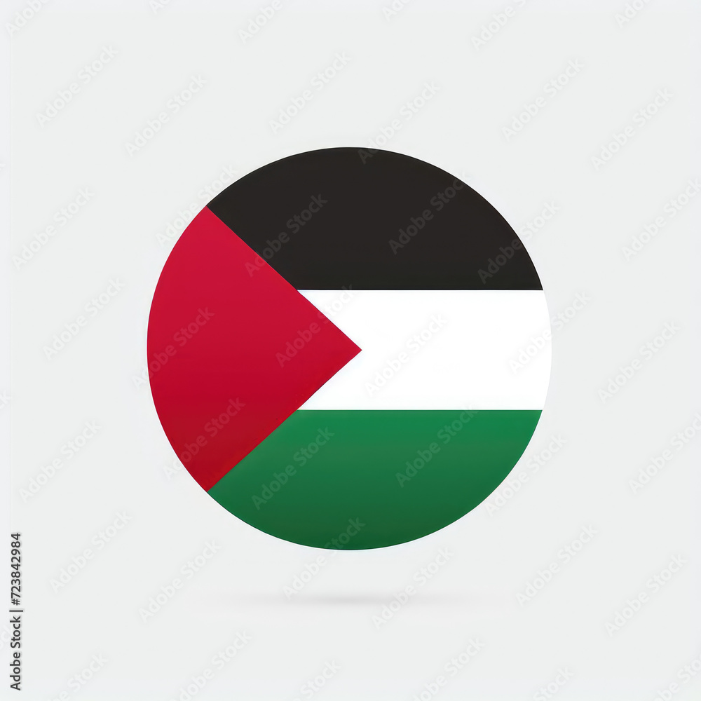 Round Palestinian flag isolated on white background