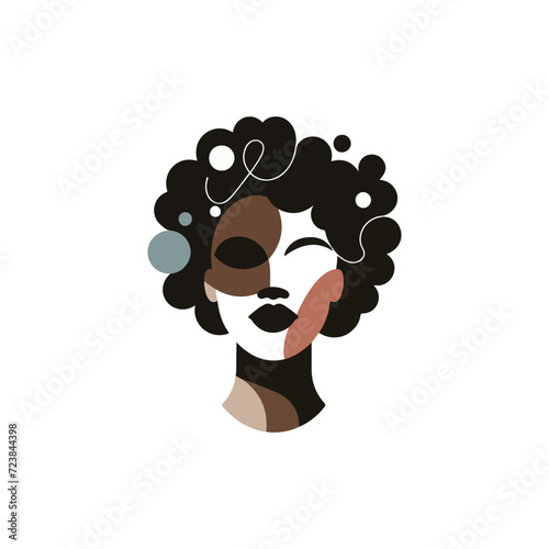 Abstract afro black woman flat vector illustration