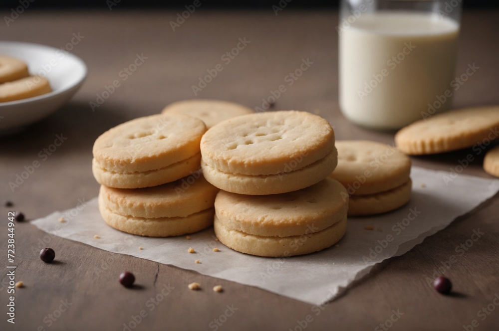 Homemade shortbread cookies with fresh milk Homemade shortbread cookies with fresh milk