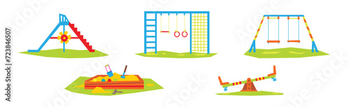 Playground Object and Equipment Outdoor Park Element Vector Set