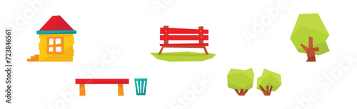 Playground Object and Equipment Outdoor Park Element Vector Set