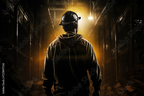 Silhouette photo of construction worker man in dark ambiance