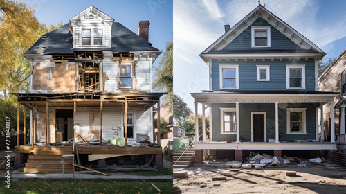 House Before And After Renovation Construction Site photo