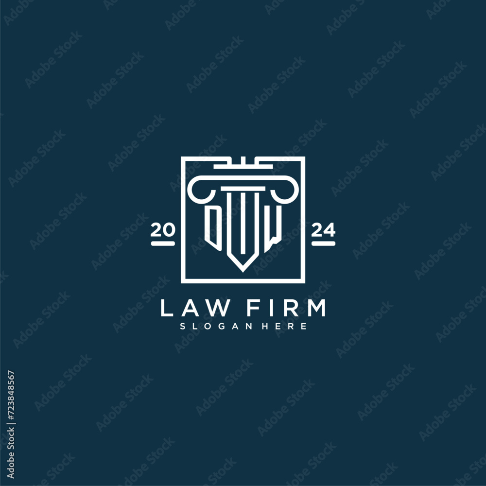 DW initial monogram logo for lawfirm with pillar design in creative square