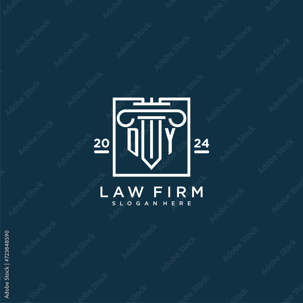 DY initial monogram logo for lawfirm with pillar design in creative square DY initial monogram logo for lawfirm with pillar design in creative square